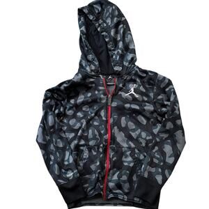 Jordan Jumpman Boys Black Gray Camo Therma Fit Full Zip Hoodie Size Small (8-10)